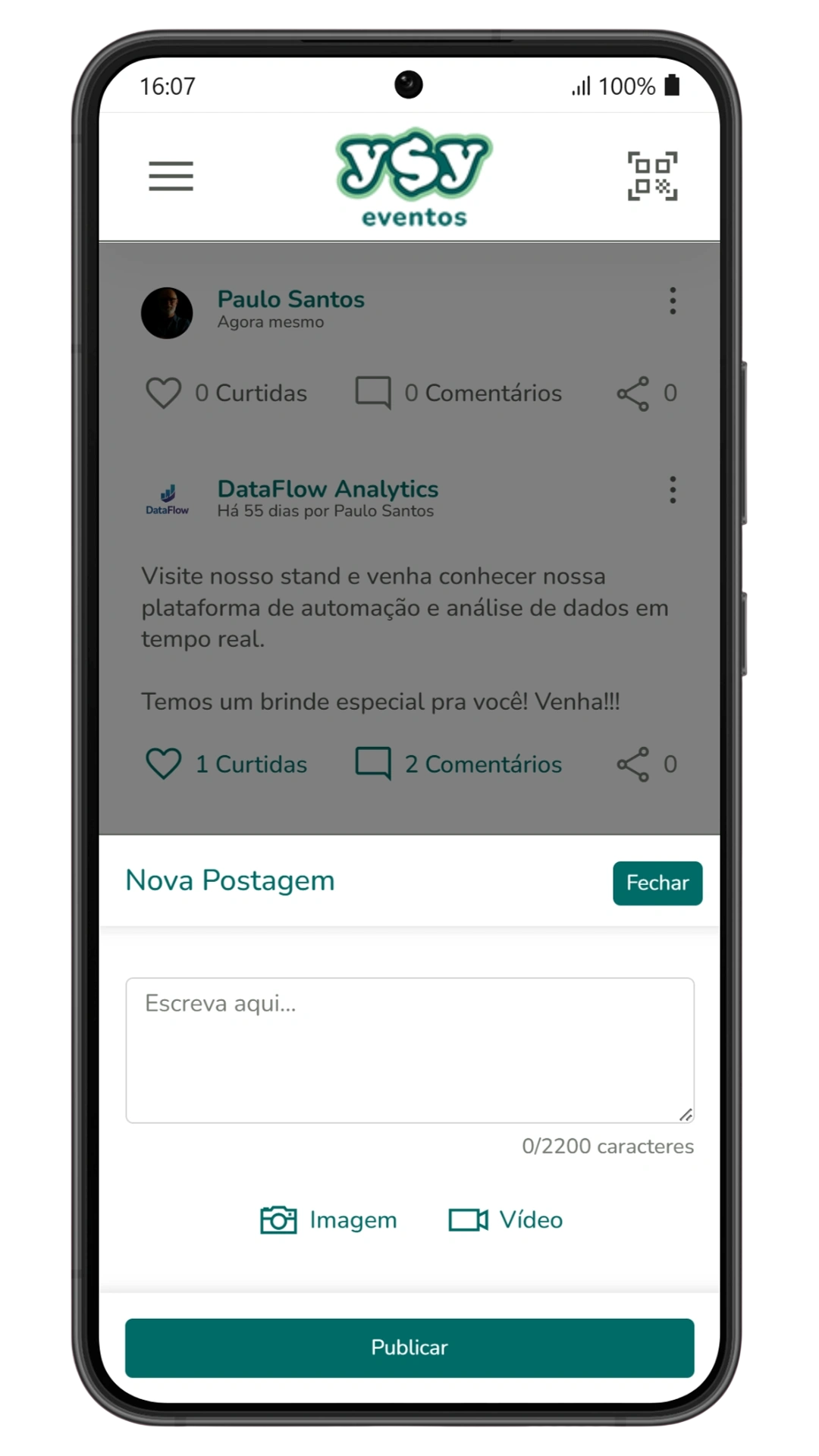 Tela do app YSY Eventos 04