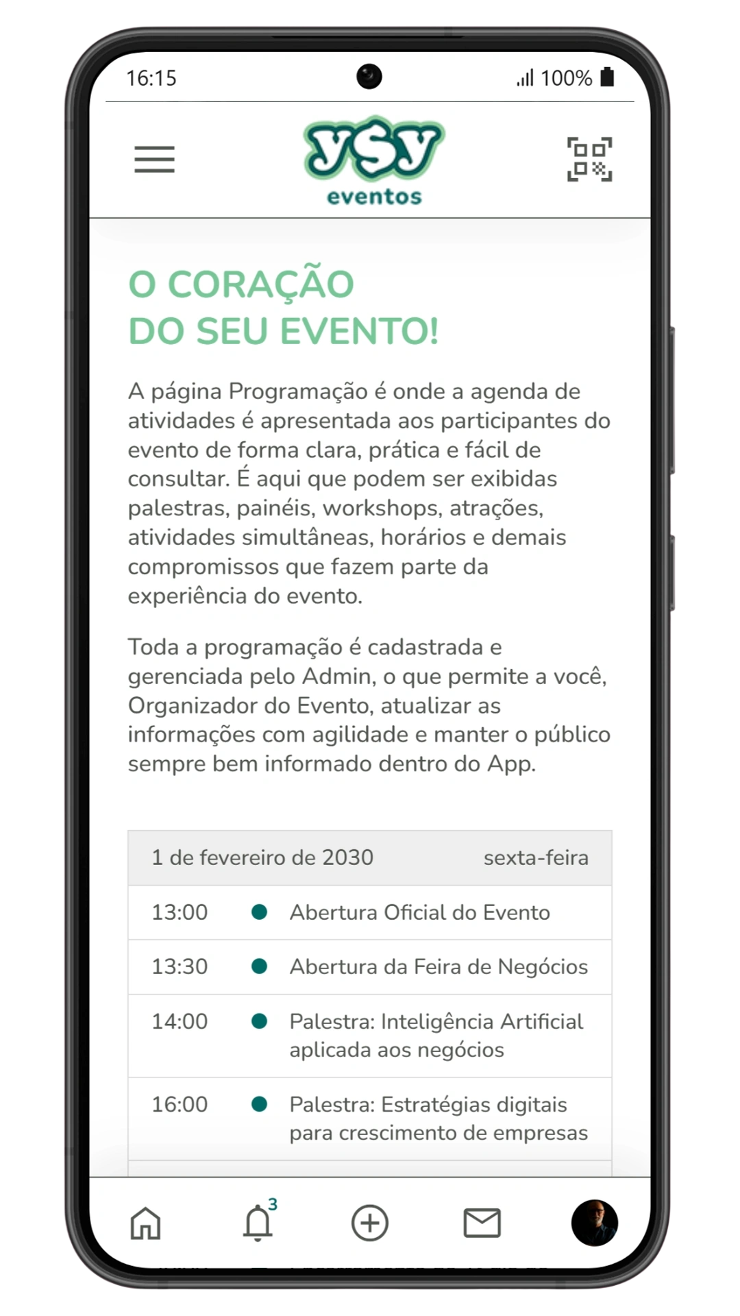 Tela do app YSY Eventos 05