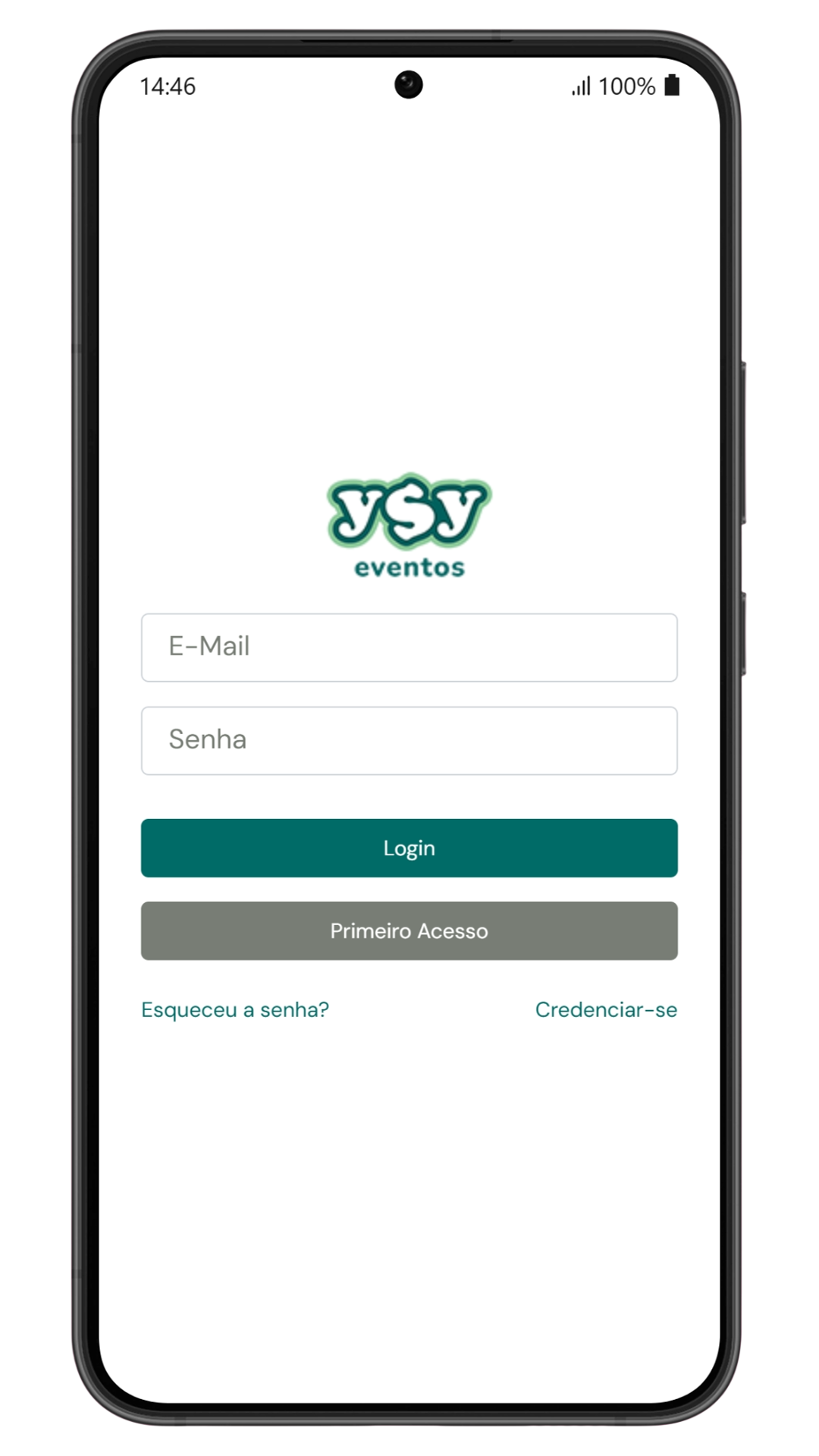 Interface do app YSY Eventos